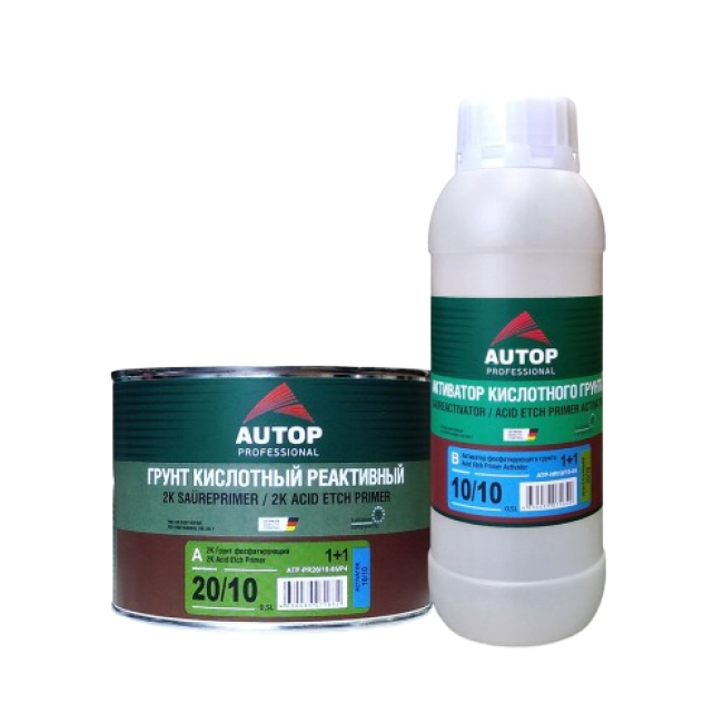 Autop AUTOP 20/10 - 2K Acid phosphating primer 1+1 - green, set with activator, 0.5+0.5l ATP-PR20/10-05/P4 + ATP-HR10/10-05 – buy online | carpaint.kz