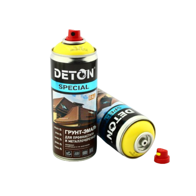 Deton RAL 1018 DETON SPECIAL - Primer-enamel for metal tiles - Zinc yellow - Aerosol, 520 ml DTN-A07364 – buy online | carpaint.kz