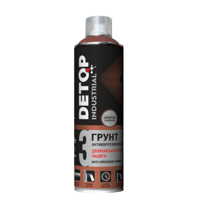 Detop Anti-corrosion primer double barrier protection DETOP No. 3, red-brown, aerosol 650 ml DTI-A07678 – buy online | carpaint.kz