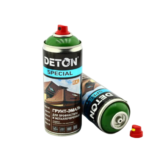 Deton RAL 6002 DETON SPECIAL - Primer-enamel for metal tiles - Green leaf - Aerosol, 520 ml DTN-A07363 – buy online | carpaint.kz