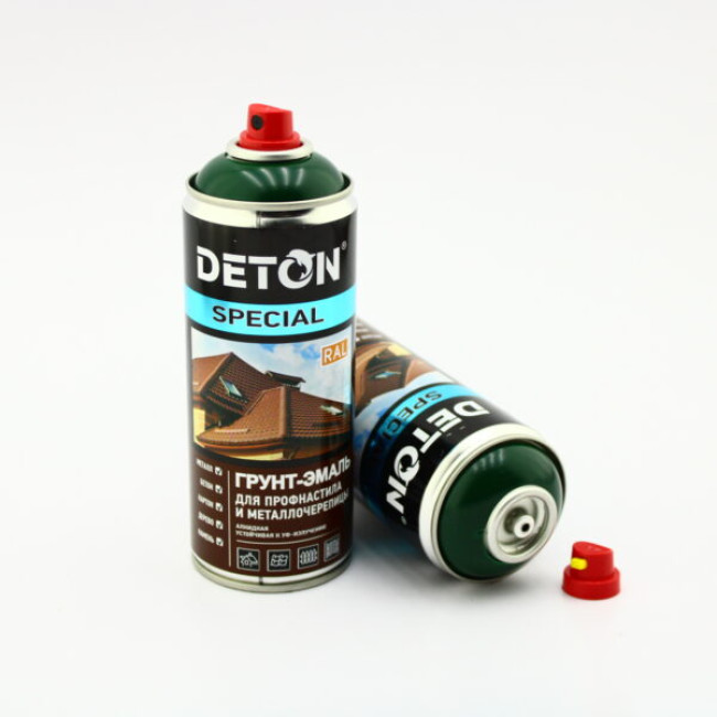 Deton RAL 6005 DETON SPECIAL - Primer-enamel for metal tiles - Green moss - Aerosol, 520 ml DTN-A07289 – buy online | carpaint.kz