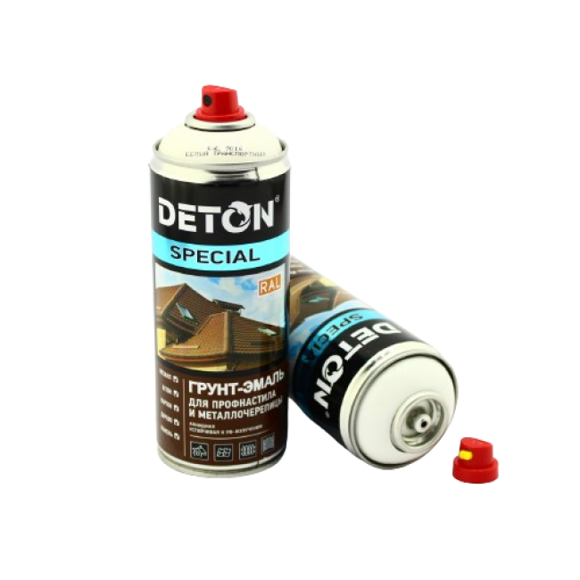 Deton RAL 9016 DETON SPECIAL - Primer-enamel for metal tiles - Transport white - Aerosol, 520 ml DTN-A07287 – buy online | carpaint.kz