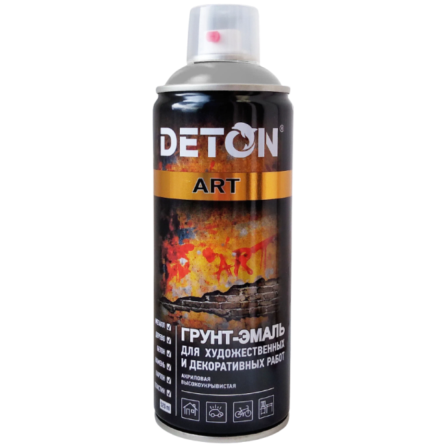 Deton 用于艺术和装饰作品的底漆珐琅 DETON ART 黑色，哑光，气雾剂 520 毫升 DTN-A70668 图片 | carpaint.kz