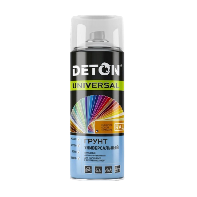 Deton 醇酸底漆 DETON UNIVERSAL - 白色，防风雨，气雾剂，520 毫升 DTN-A70823 图片 | carpaint.kz