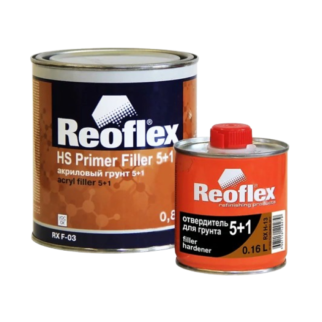 Reoflex 2K акрилді праймер 5+1 сұр + қатайтқыш, 0,8л+0,16л RX F-03(G)-800 + RX H-13-160 – сатып алу | Reoflex | carpaint.kz