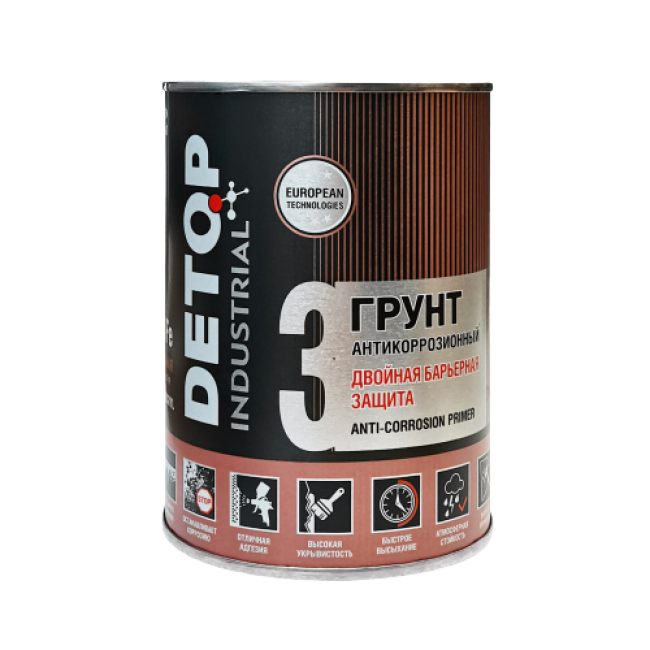 Detop DETOP №3 - Primer double barrier protection - Red-brown, 0.75l DTI-P07724 – buy online | carpaint.kz