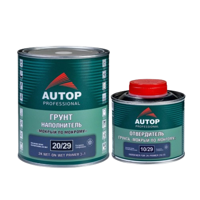 AUTOP 20/29 - 2K Праймер-толтырғыш дымқылға дымқыл 3+1 - сұр, қатайтқышы бар жинақ ATP-PR20/29-1/P3 + ATP-HR10/29-033 – сатып алу | Autop | carpaint.kz